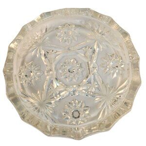 Vintage Anchor Hocking Star Of David Clear Glass Ashtray 8” Prescut Design